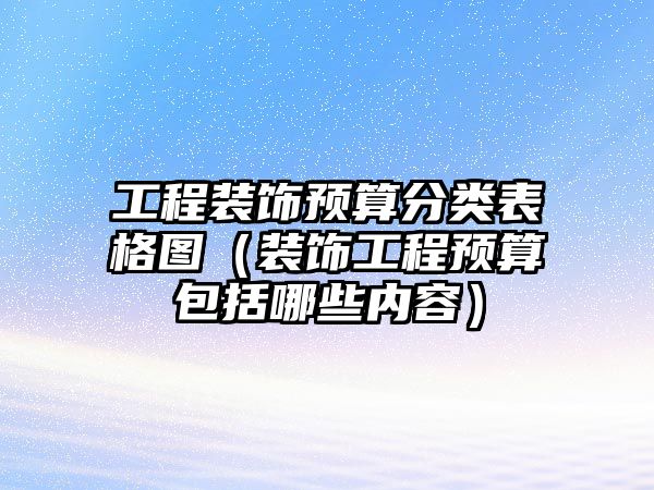 工程裝飾預(yù)算分類表格圖（裝飾工程預(yù)算包括哪些內(nèi)容）